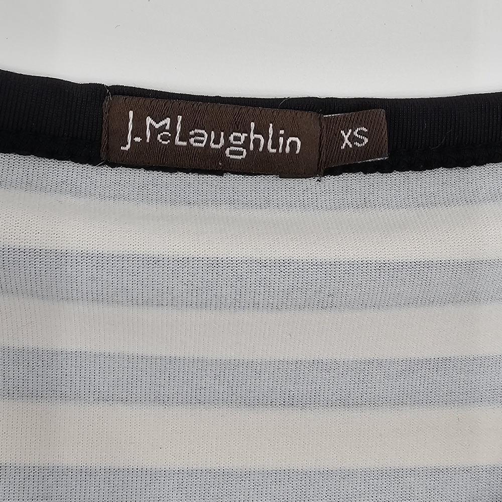 J. McLaughlin Striped 3/4 Sleeve Lynn Henley Mini Dress Catalina Cloth XS - Picture 3 of 6